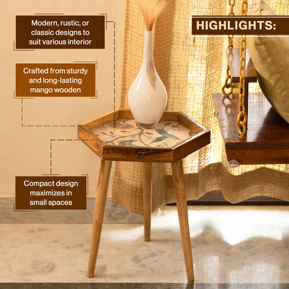 Mango Wood Round Shape End Table