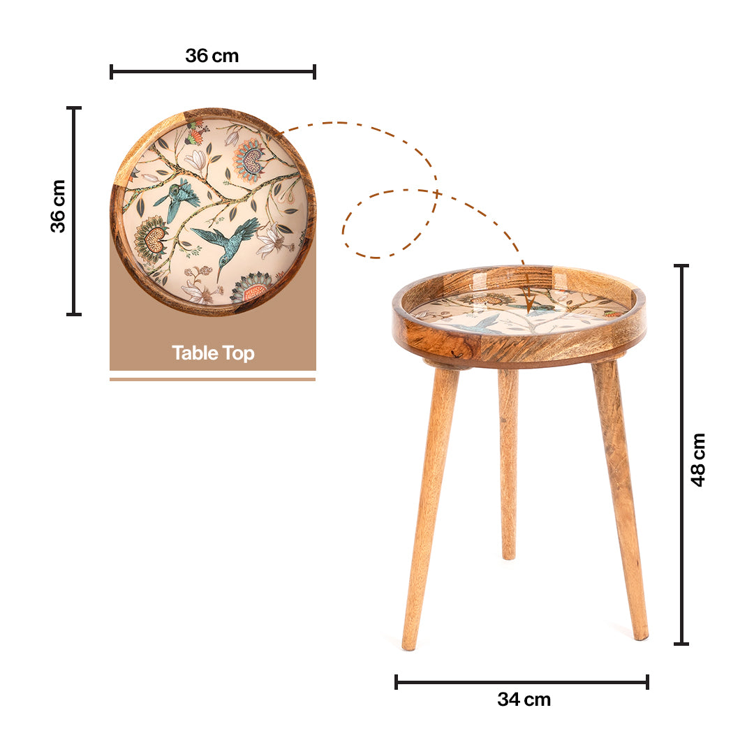 Mango Wood Round Shape End Table
