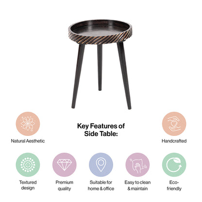 Mango Wood Round Shape End Table