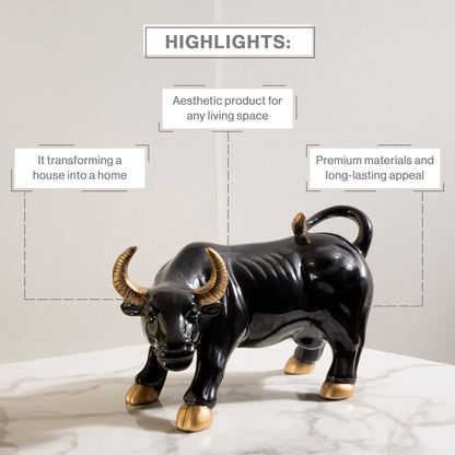 Resin Big Bull Statue In Black Eclipse