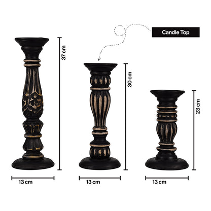 Wooden Candle Holders Handcrafted Stand For Home Decor-Set of 3