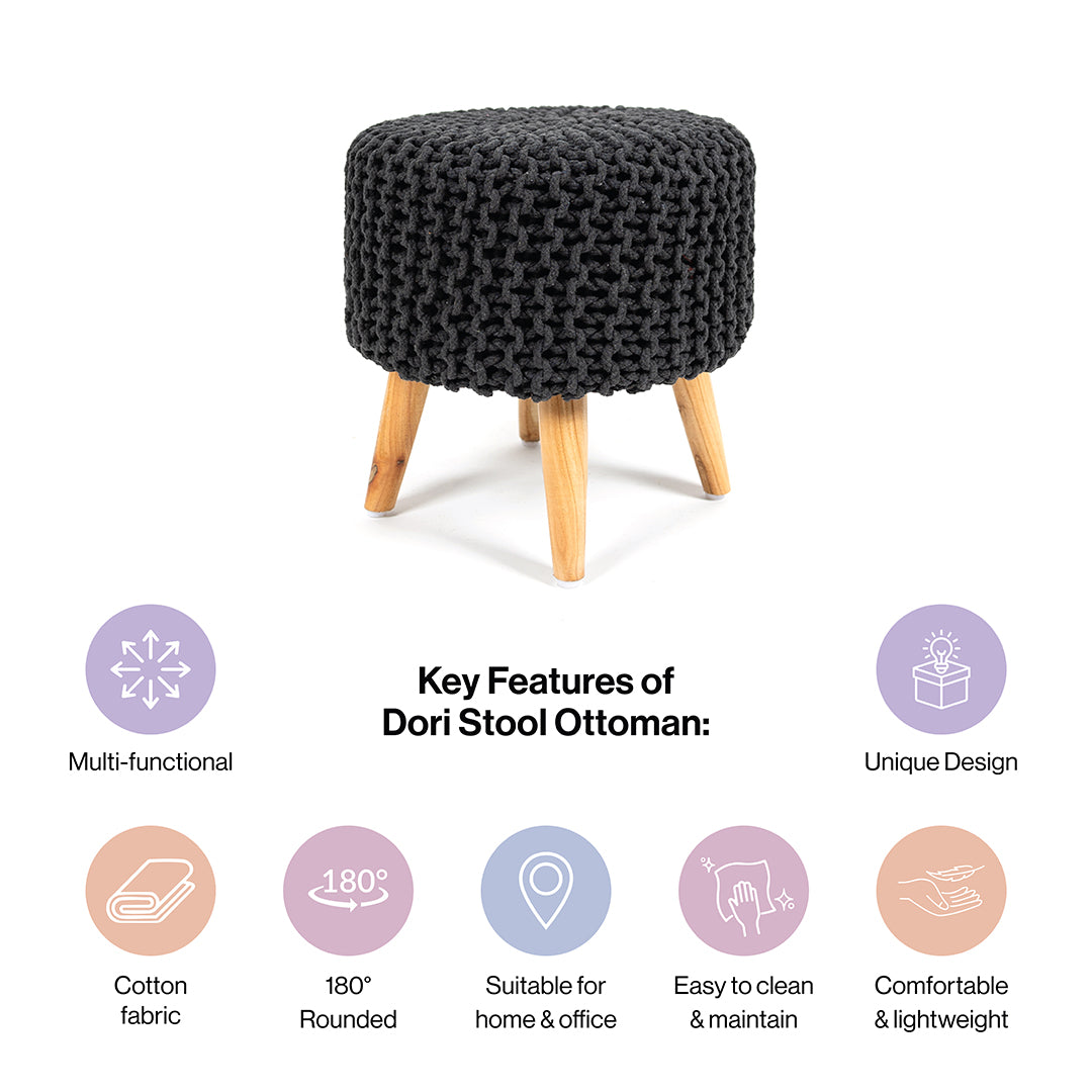 Pouf Dori Stool in Charcoal