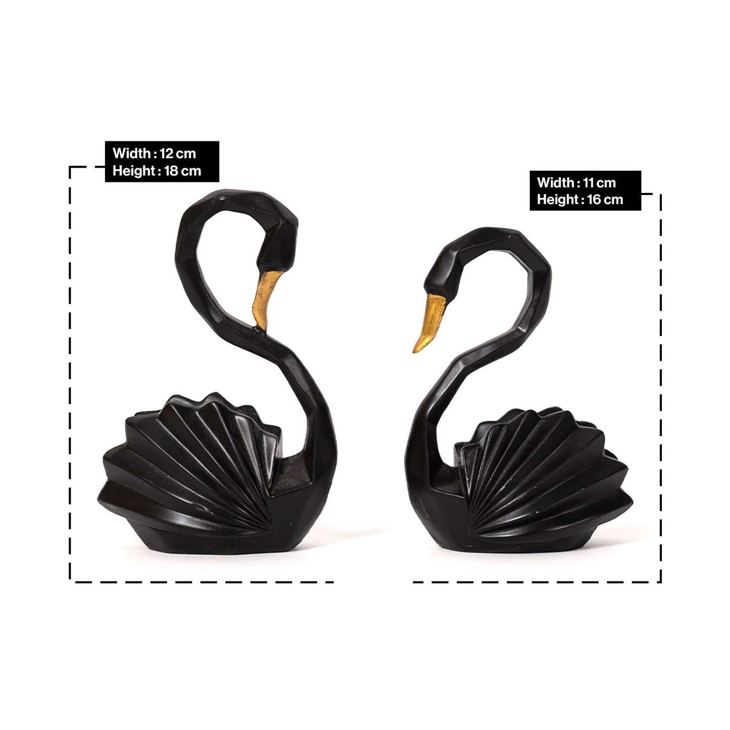 Black Pair Of Duck Feng Shui Statue Figurine for Home Decor