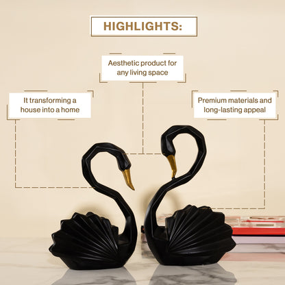 Black Pair Of Duck Feng Shui Statue Figurine for Home Decor