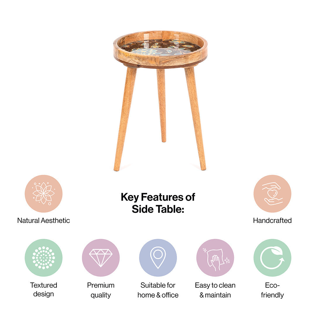 Mango Wood Round Shape End Table