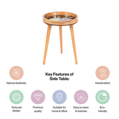 Mango Wood Round Shape End Table