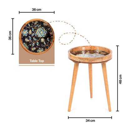 Mango Wood Round Shape End Table