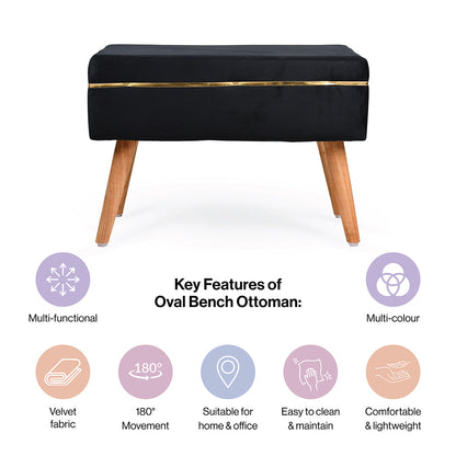 Oval Bench In Black - Combo Of 2