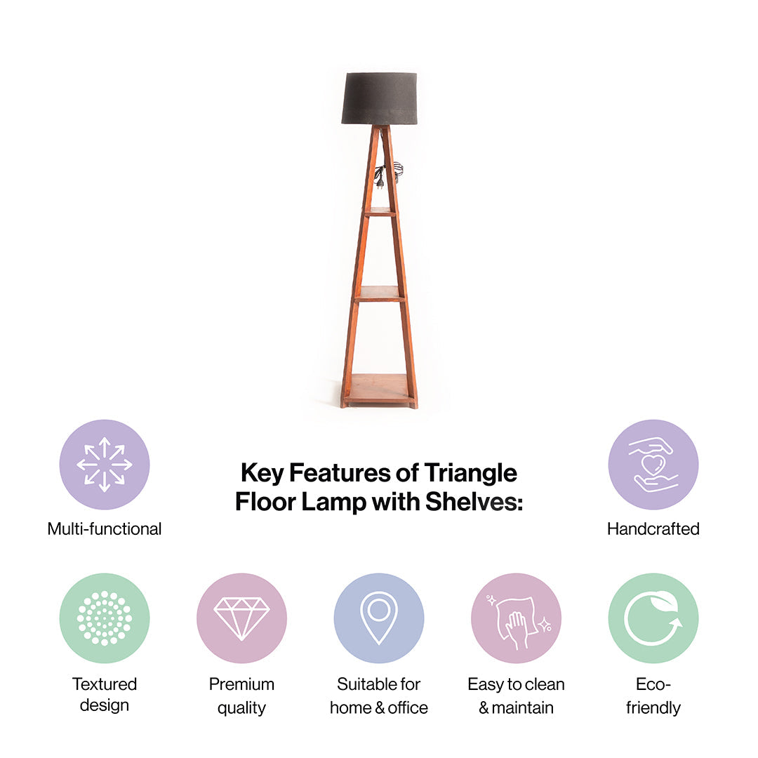 Wooden Floor Lamp With Shelves
