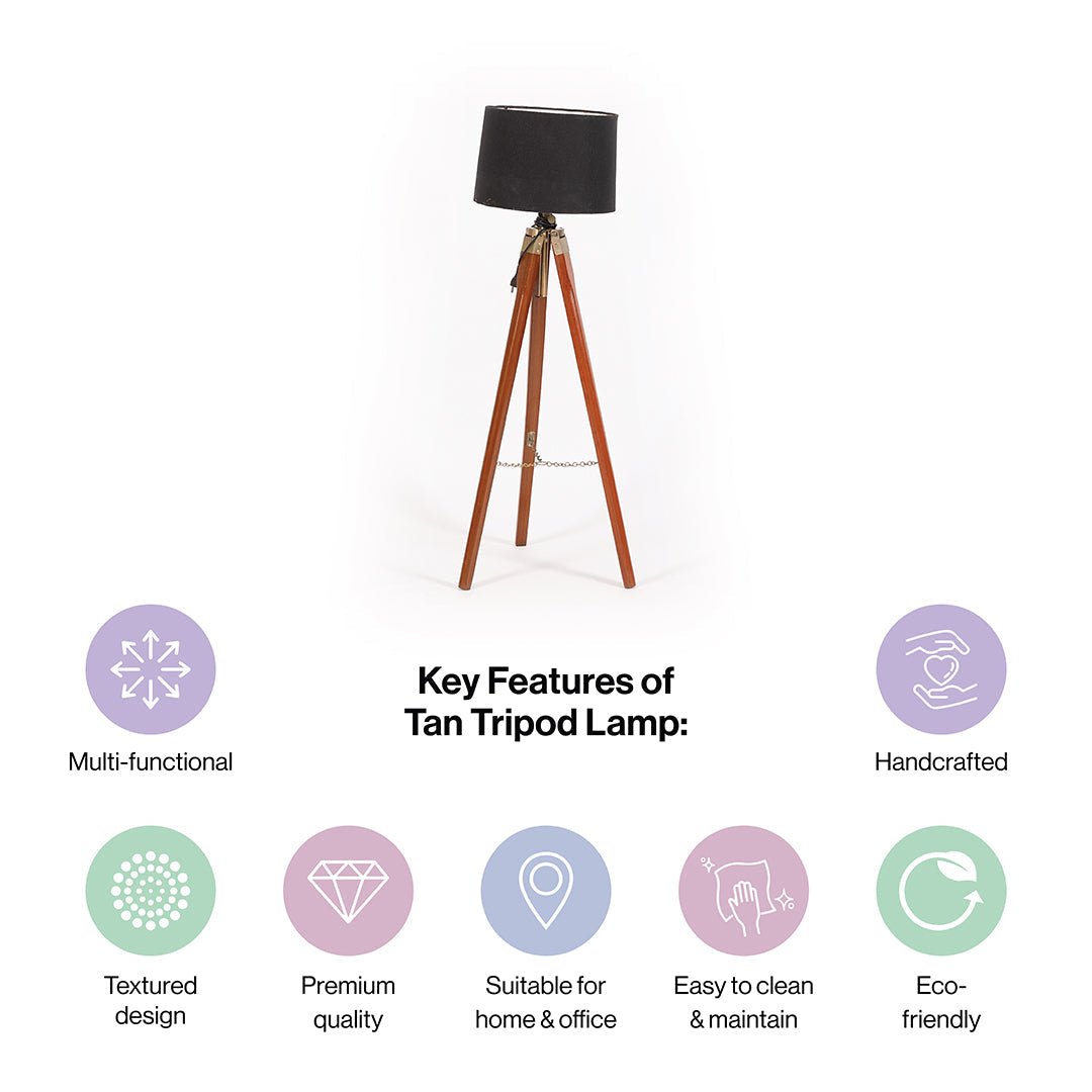 Wooden Crafter Tripod Floor Lamp With Brown Finish