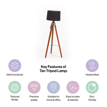 Wooden Crafter Tripod Floor Lamp With Brown Finish