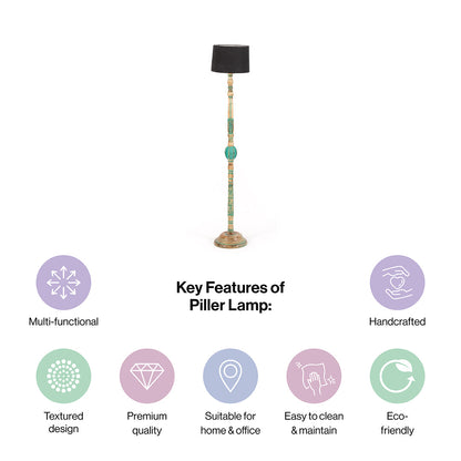 Piller Lamp With Sky Blue Shade