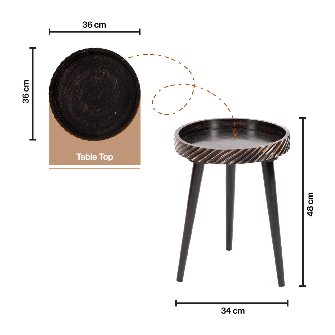 Mango Wood Round Shape End Table