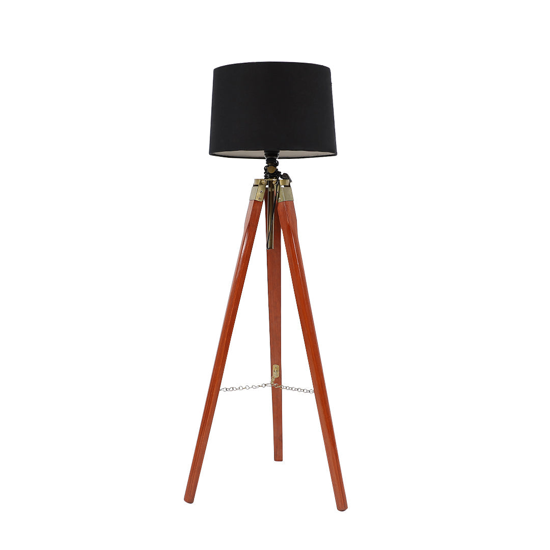 Wooden Crafter Tripod Floor Lamp With Brown Finish
