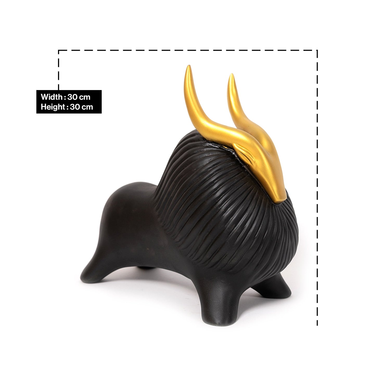 Abstract Geometric Black Yak Golden Statue for Home Decor