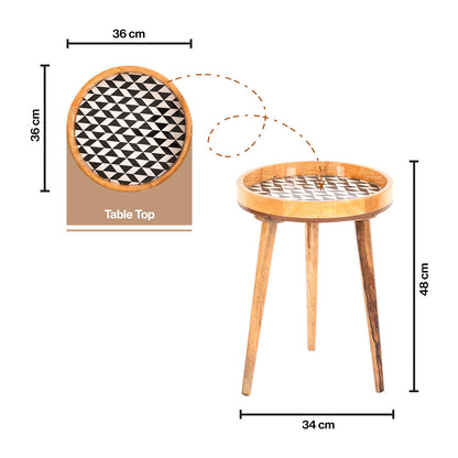 Mango Wood Round Shape End Table