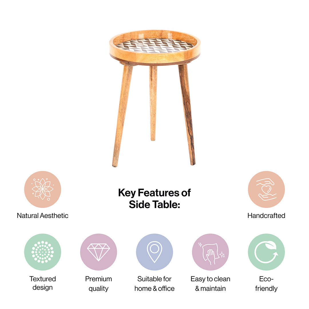 Mango Wood Round Shape End Table