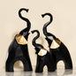 Elephants Statue Geometric black for Home Decor-Set of 3