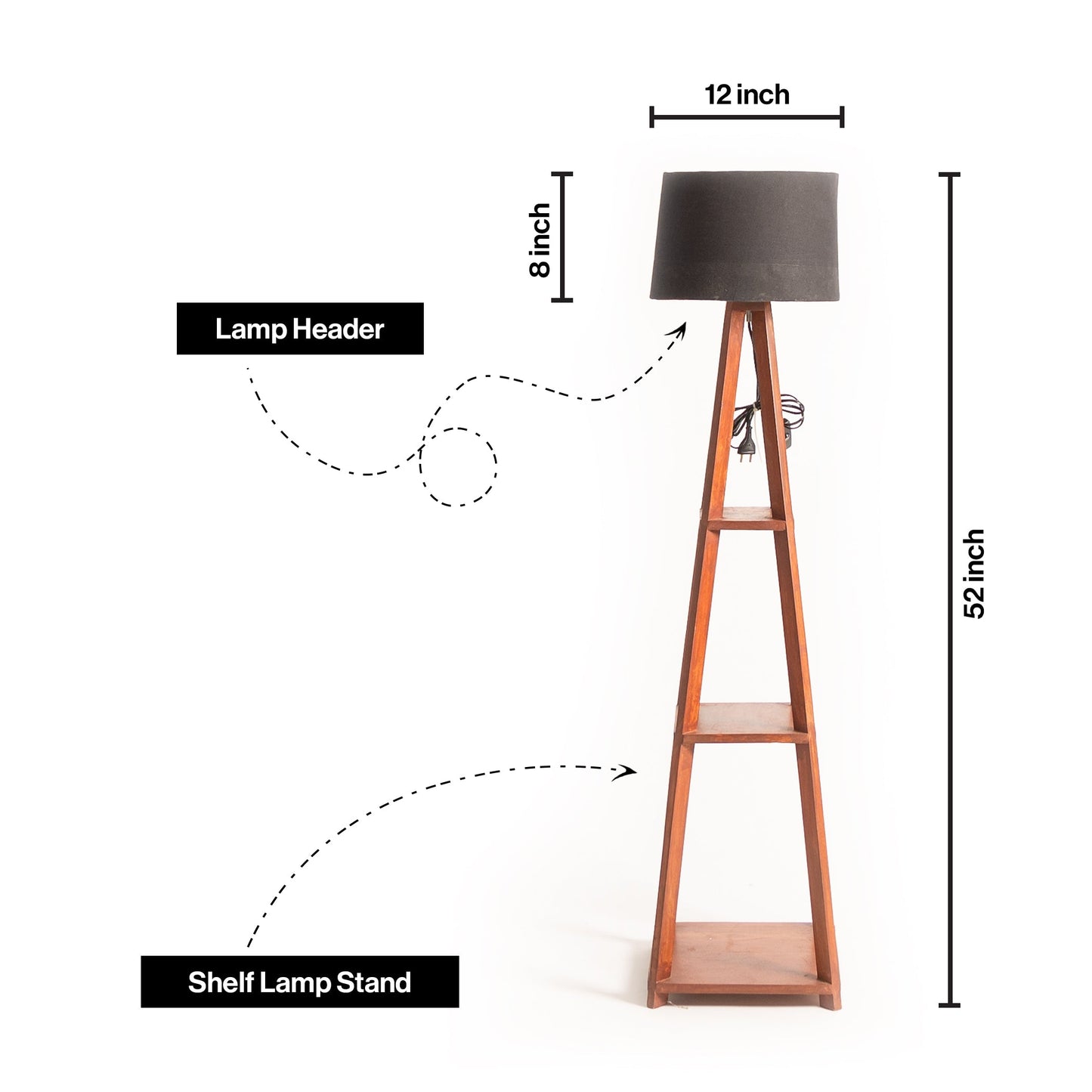 Wooden Floor Lamp With Shelves