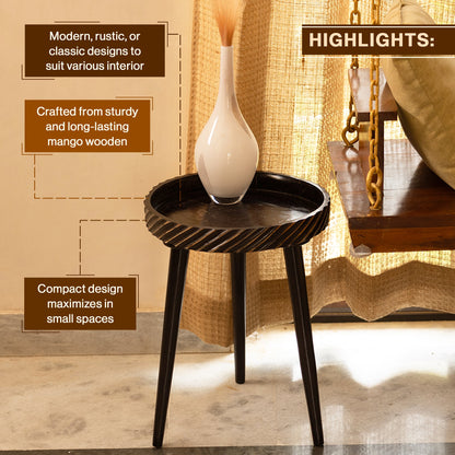Mango Wood Round Shape End Table