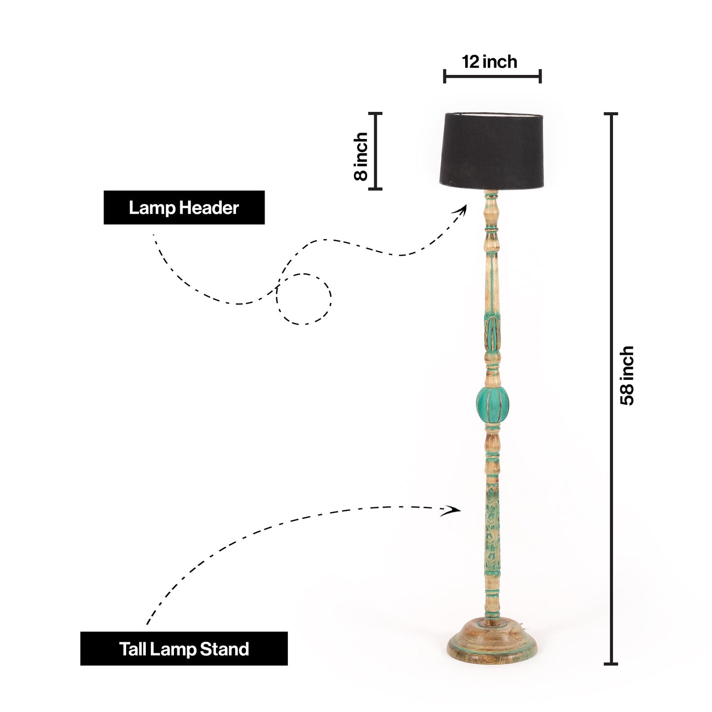 Piller Lamp With Sky Blue Shade