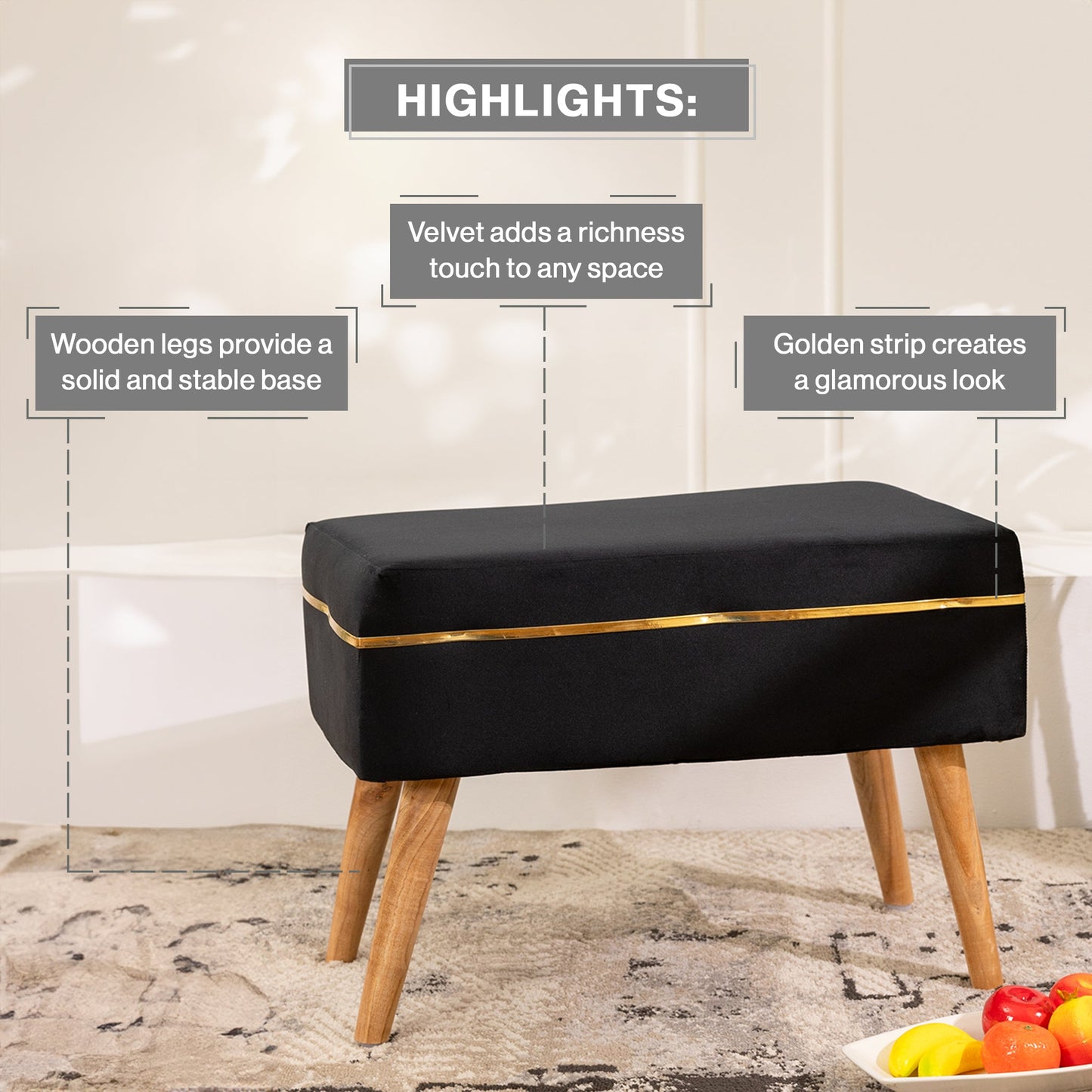 Upholstered Oval Bench Ottoman