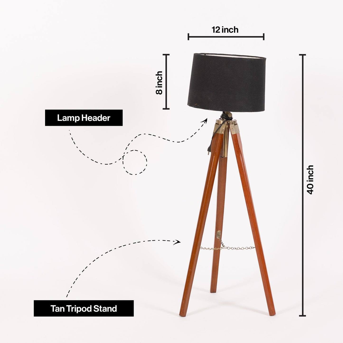 Wooden Crafter Tripod Floor Lamp With Brown Finish