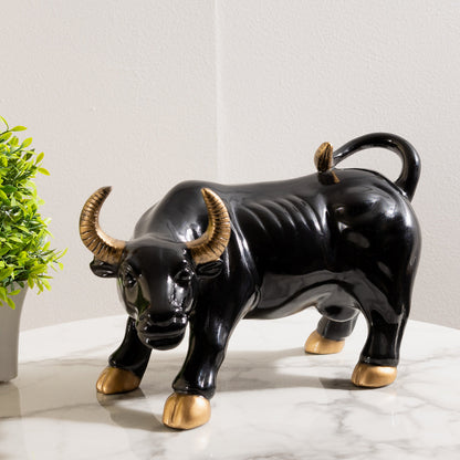 Resin Big Bull Statue In Black Eclipse