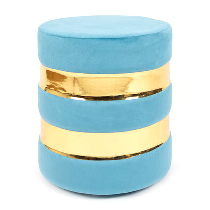 Round Drum Ottoman in Powder Blue