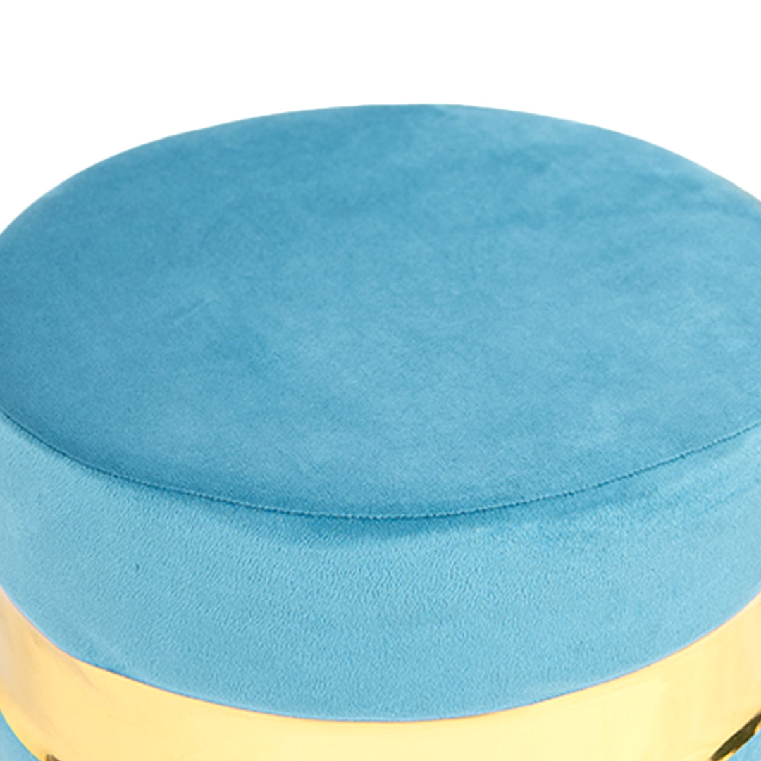 Round Drum Ottoman in Powder Blue