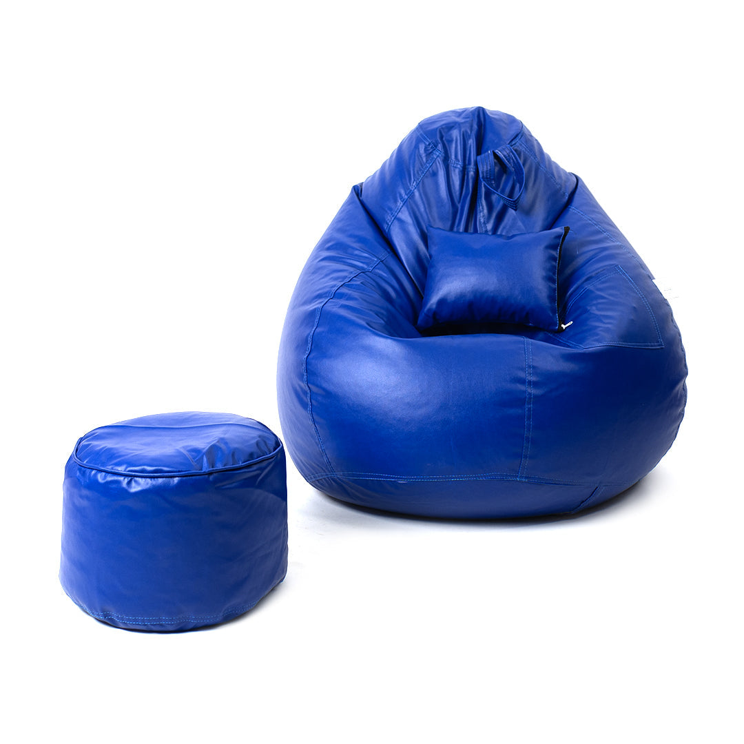 XXXXL Teardrop Filled Bean Bag with Footrest and Cushions