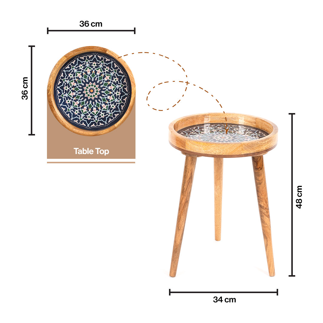 Round End Table For Living Room In Mandala
