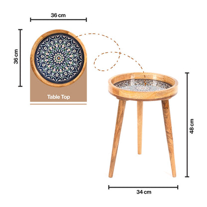 Round End Table For Living Room In Mandala