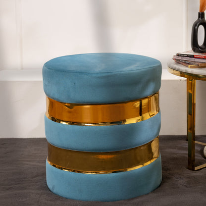 Round Drum Ottoman in Powder Blue
