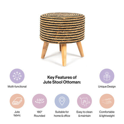 Jute Stool Living Room In Cream Almond