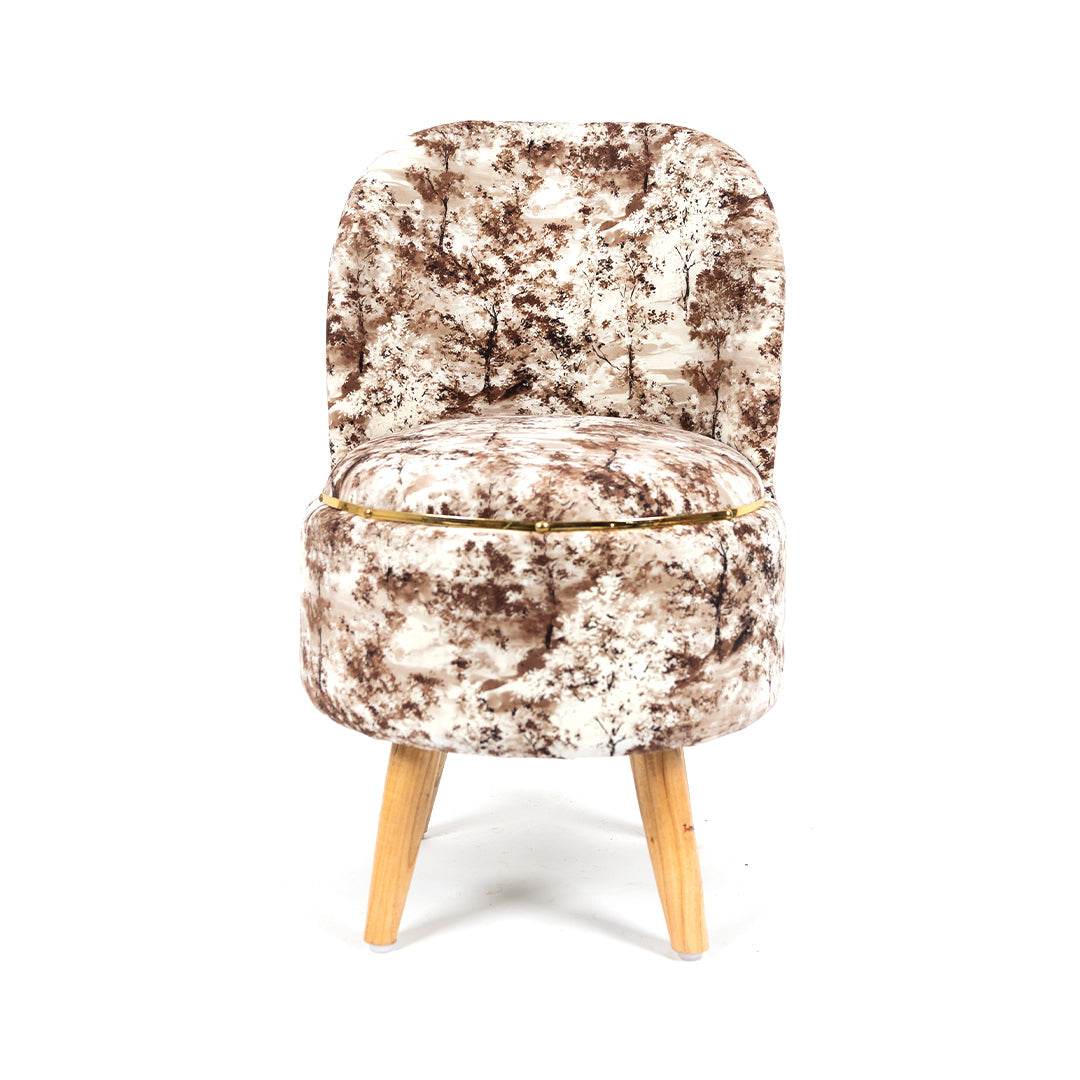 Ottoman Pouffes Print Chair and Stool Combo in Brewed Bean