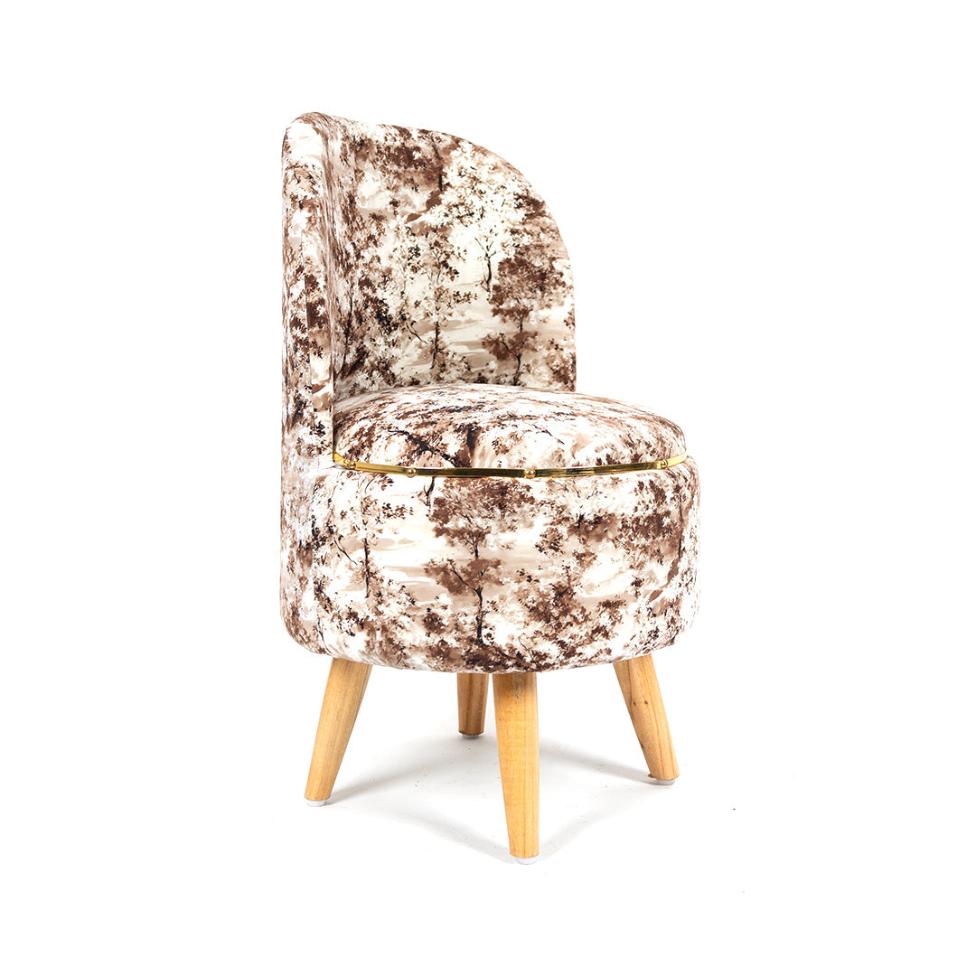 Ottoman Pouffes Print Chair and Stool Combo in Brewed Bean