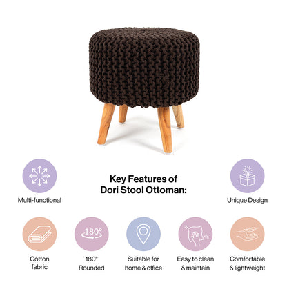 Pouf Dori Stool in Oak Brown
