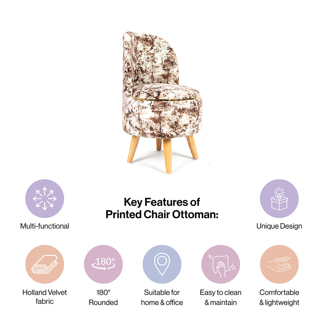 Printed Ottoman Pouffe Chair