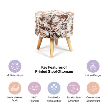 Ottoman Pouffes Print Chair and Stool Combo in Brewed Bean