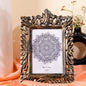 Wooden Wall Decor Mirror Photo Frame in Black and Golden Hues-Wall Mount
