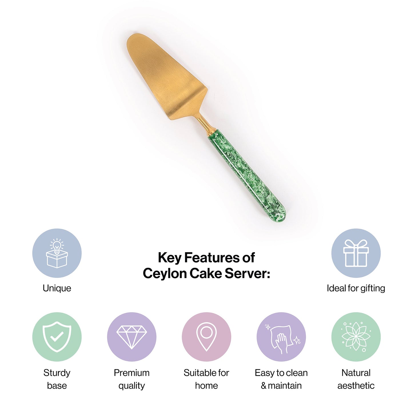 Ceylon cake server spoon-Green