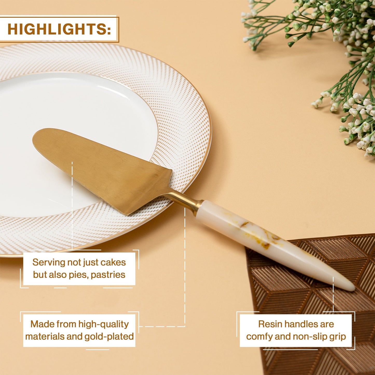 Ceylon Cake Server Spoon-White