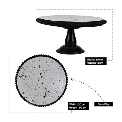 Black and White Printed Mango Wood Cake Stand