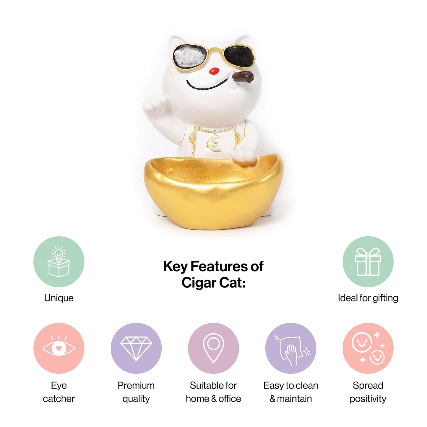 Decorative Cat Smoking Statue