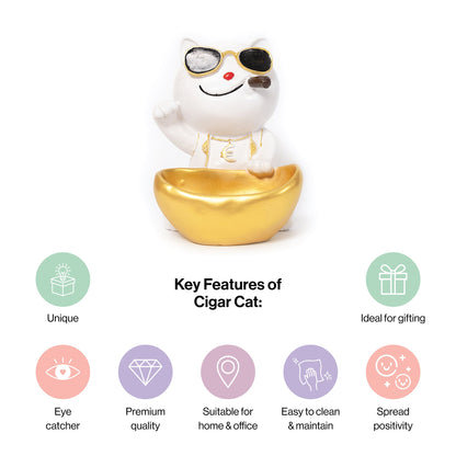 Decorative Cat Smoking Statue