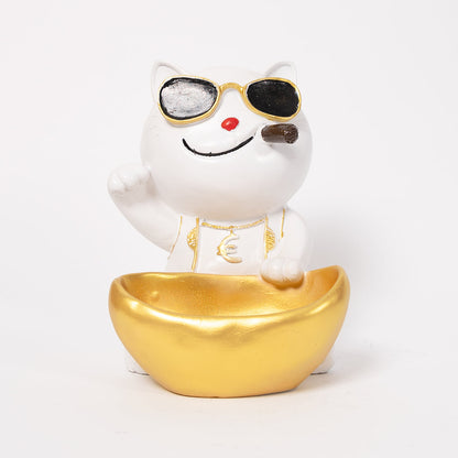 Decorative Cat Smoking Statue