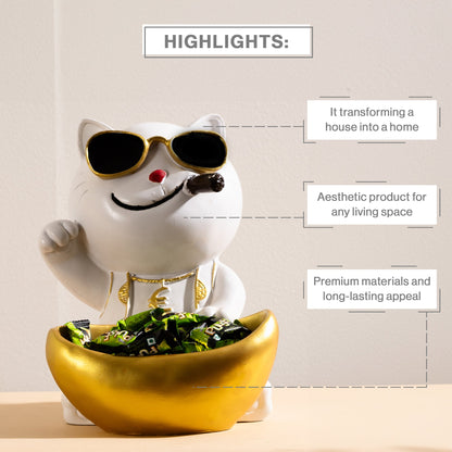 Decorative Cat Smoking Statue