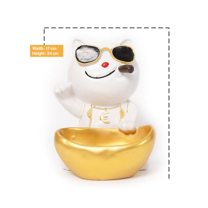 Decorative Cat Smoking Statue