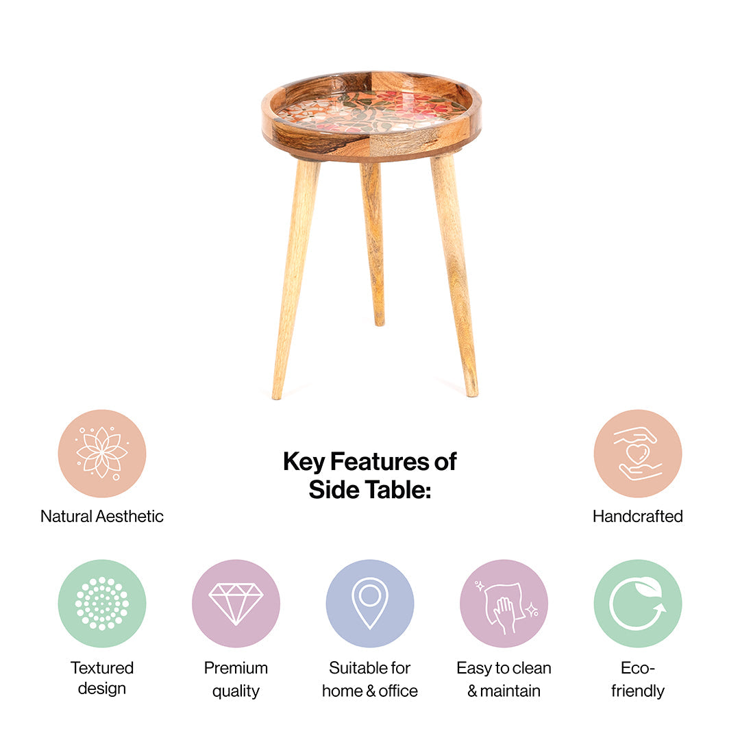 Mango Wood Round Shape End Table